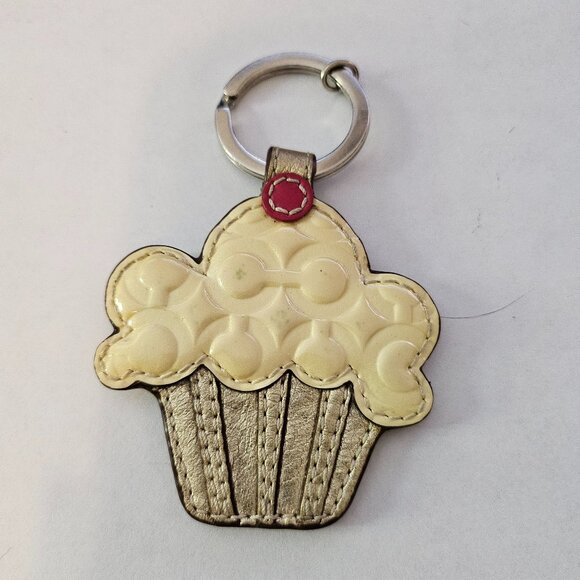 Accessories - Coach Cupcake Leather Crystal Key Ring Key Chain KeyFob Bag Charm